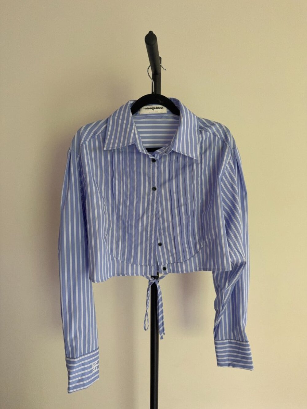 Missguided Striped Cropped Button-Up Shirt S